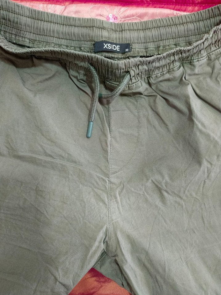 Gri Pamuklu Rahat Kesim Kemerli Kadın Pantolon - Görsel 3