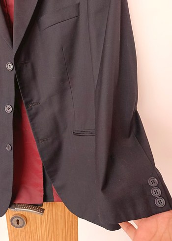 Düğmeli Klasik Lacivert Erkek Takım Elbise Ceketi - Görsel 7