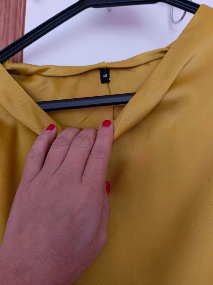 Sarı Drapeli Uzun Kadın Elbise - Görsel 2