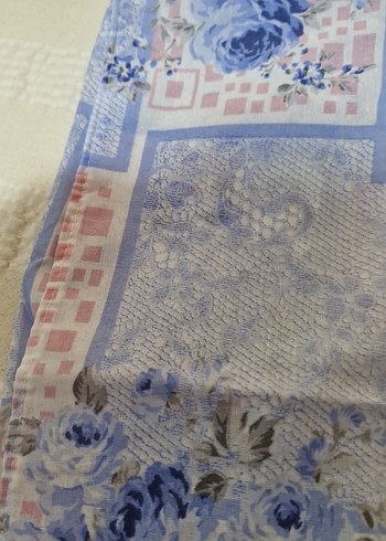Diğer Dantel Detaylı Mavi Kadın Fular