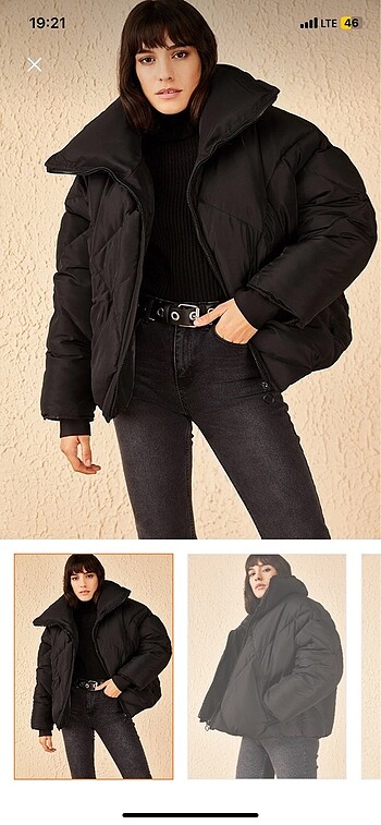 Happiness Siyah oversize şişme mont