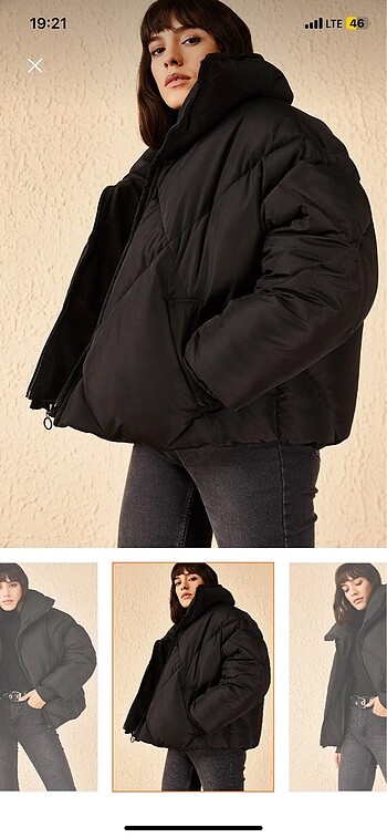 m Beden Siyah oversize şişme mont
