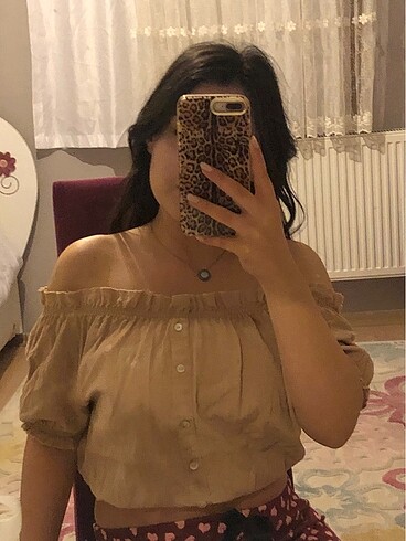 Bej Rengi Lastikli Crop