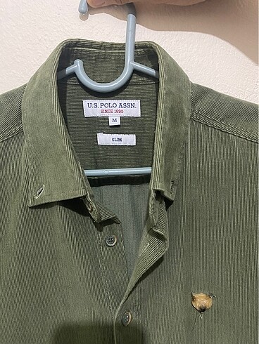 U.S Polo Assn. Polo yeşil kadife gömlek