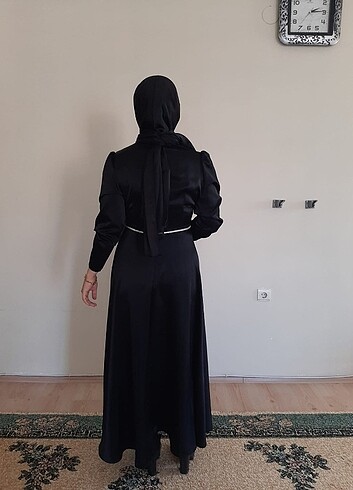 Refka Tesettür Giyim Siyah Saten Abiye
