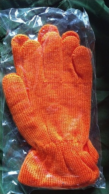 Turuncu örme kadın eldiven turuncu renk kışlık kıyafet