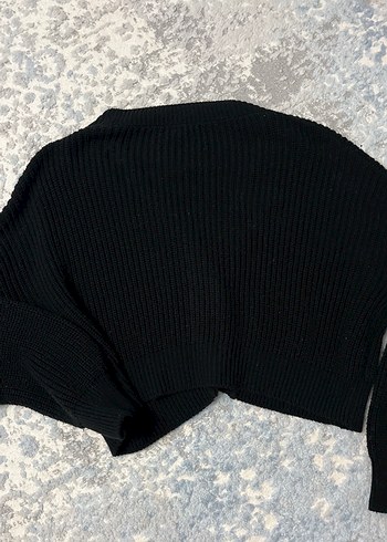 Düğmeli Siyah Triko Kadın Hırka - Görsel 2