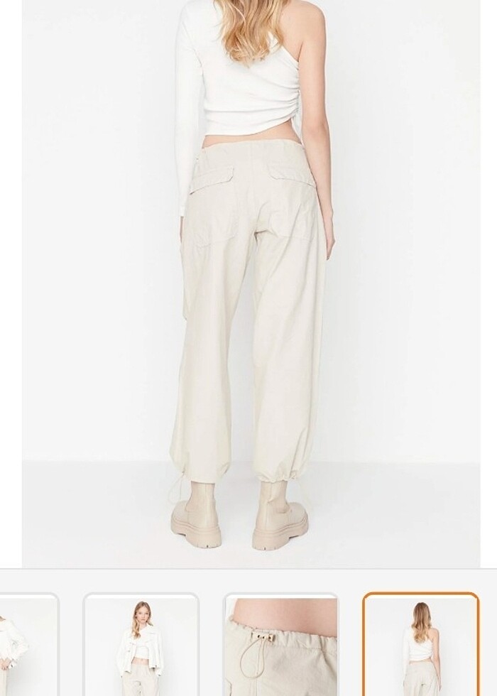 trendyolmilla bej stoperli paraşüt pantolon  - Görsel 2