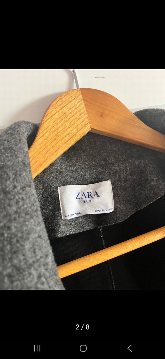 Zara Gri Klasik Yün Kaban - Görsel 2