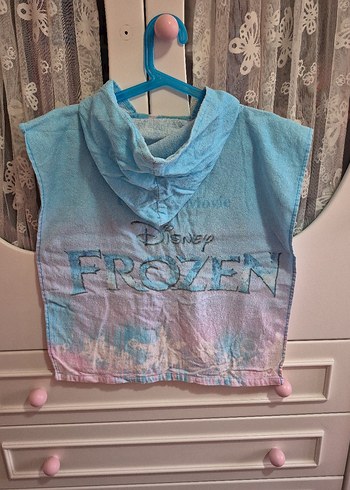 Kız Çocuk Kapüşonlu Baskılı Havlu Panço - Görsel 2