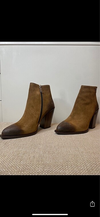 İlvi Steel Hakiki Süet Yarma Deri Kadın Topuklu Ayakkabı - Görsel 6