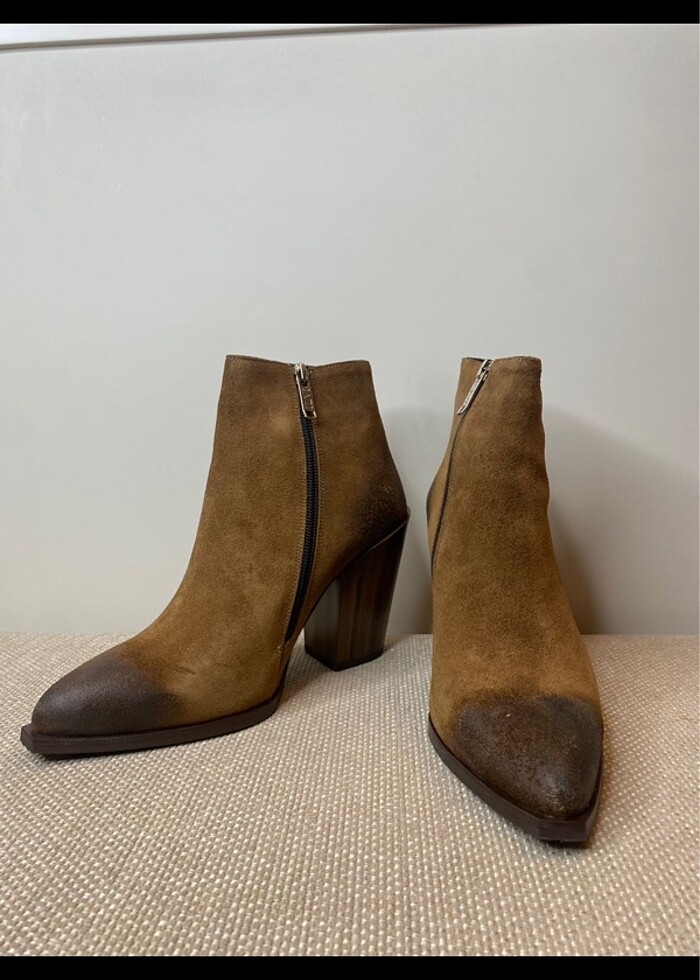 İlvi Steel Hakiki Süet Yarma Deri Kadın Topuklu Ayakkabı - Görsel 4