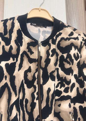 Batik Kahverengi Yılan Desenli Kadın Bomber Ceket