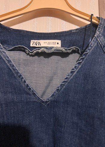 s Beden V Yaka Salaş Mavi Denim Kadın Ceket
