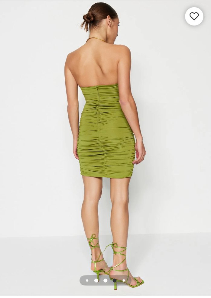 Askılı Drapeli Mini Elbise - Görsel 4