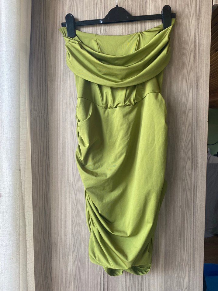 Askılı Drapeli Mini Elbise - Görsel 5