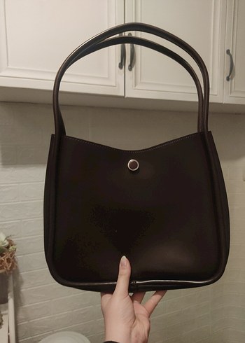 Kahverengi Minimalist suni Deri Kadın Çanta - Görsel 2