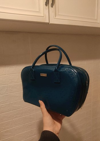 CLİNİQUE petrol Mabi Yılan Derisi Desenli Vintage Deri Çanta - Görsel 2