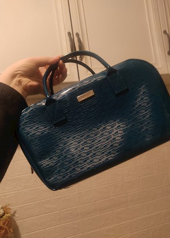 CLİNİQUE petrol Mabi Yılan Derisi Desenli Vintage Deri Çanta - Görsel 7