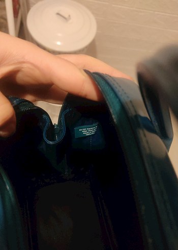 CLİNİQUE petrol Mabi Yılan Derisi Desenli Vintage Deri Çanta - Görsel 5