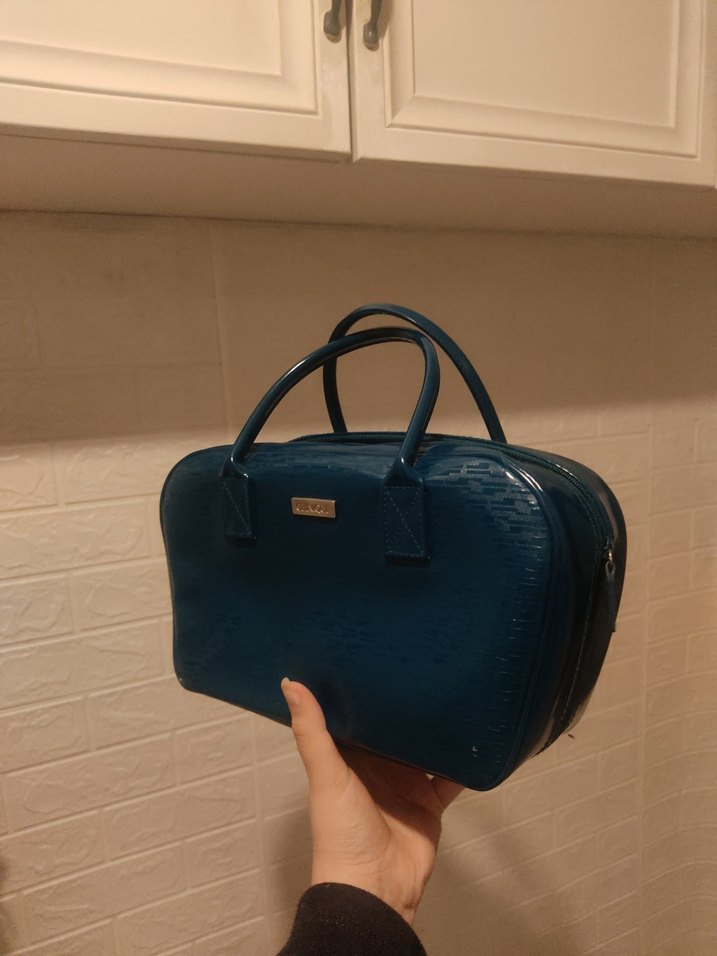 CLİNİQUE petrol Mabi Yılan Derisi Desenli Vintage Deri Çanta - Görsel 2