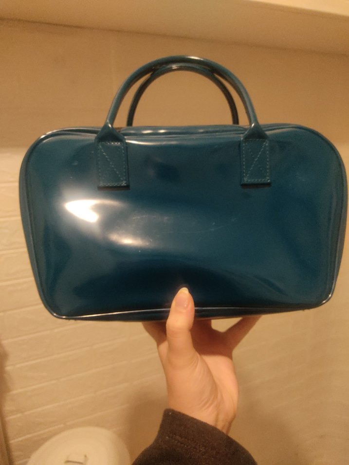 CLİNİQUE petrol Mabi Yılan Derisi Desenli Vintage Deri Çanta - Görsel 3