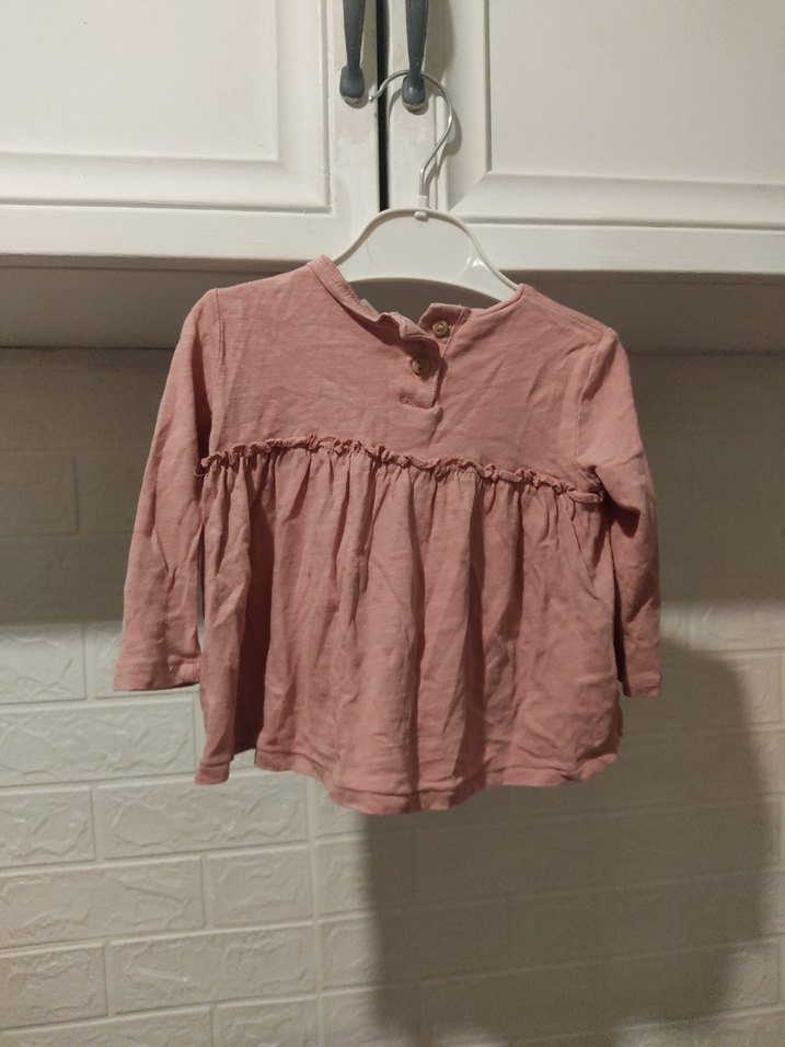 ZARA Kız Çocuk Pembe Uzun Kollu Elbise - Görsel 3