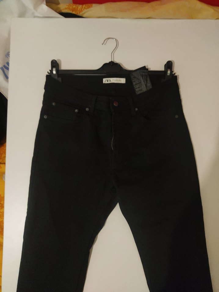 ZARA Siyah kadın Midi Kot Pantolon - Görsel 3