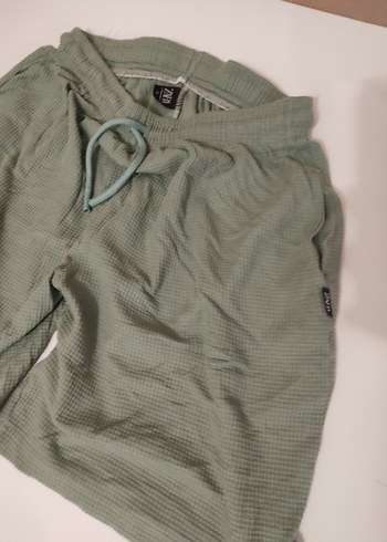 ZARA ERKEK şu yeşili Keten Salaş Mini Şort - Görsel 4