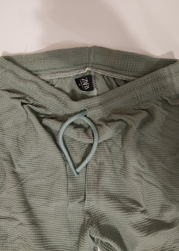 ZARA ERKEK şu yeşili Keten Salaş Mini Şort - Görsel 3