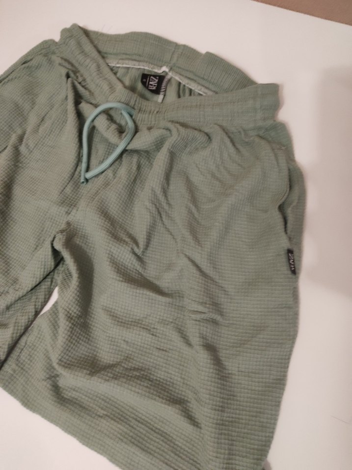 ZARA ERKEK şu yeşili Keten Salaş Mini Şort - Görsel 4