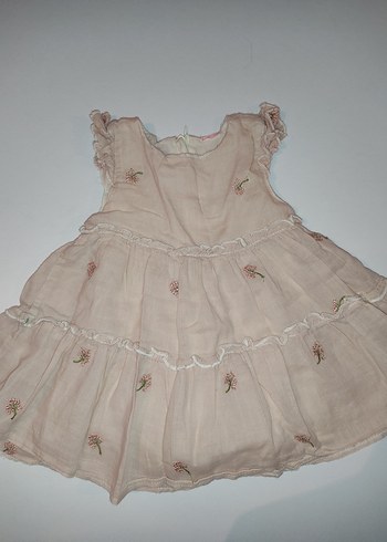 LCW KIZ ÇOCUĞU KETEN ÇİÇEKLİ ELBİSE - Görsel 3