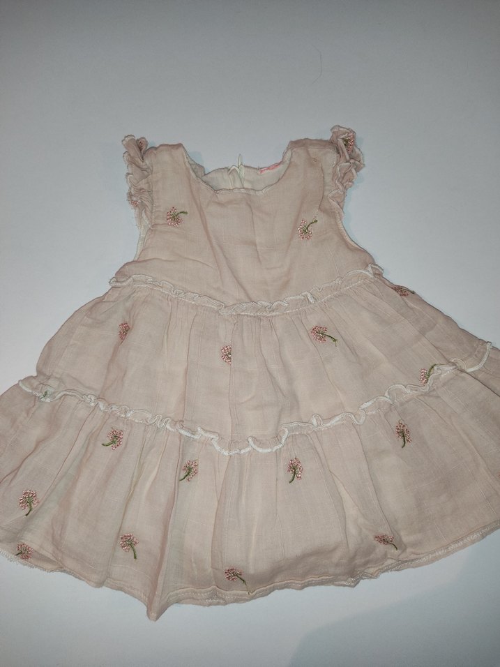 LCW KIZ ÇOCUĞU KETEN ÇİÇEKLİ ELBİSE - Görsel 3