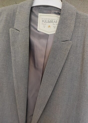 Pull and Bear Gri Blazer Ceket 