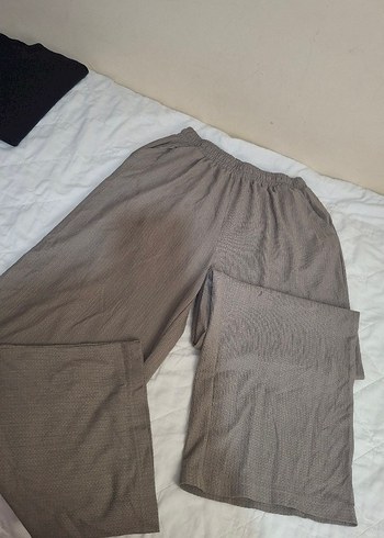 Gri Keten Piliseli Salaş Kadın Pantolon
