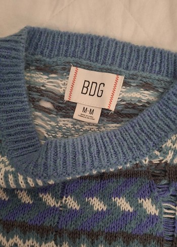 Urban Outfitters Bohem Desenli Mavi Örgü Kadın Kazak