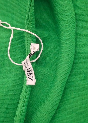 Zara Yeşil Drapeli Kolsuz Midi Keten Elbise