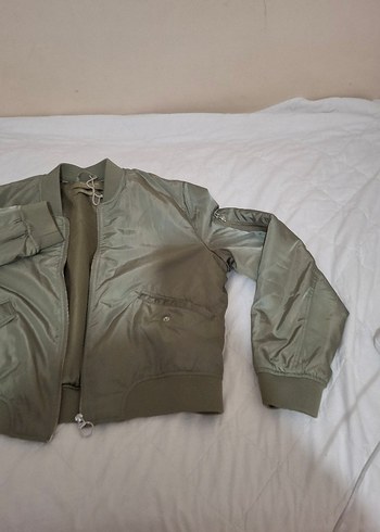 Pull and Bear Gri Kadın Fermuarlı Günlük Ceket