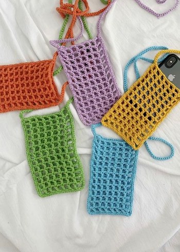 Renkli Örgü Kadın Çapraz telefon Çantası