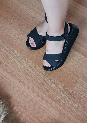 38 Beden siyah Renk Siyah Kadın Dolgu Topuklu Sandalet