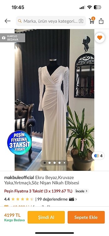 Beyaz nişan elbisesi