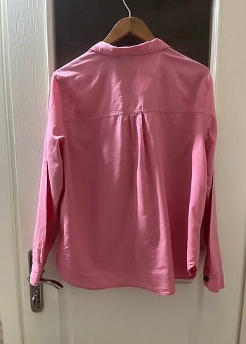 H&M Düğmeli Pembe Keten Kadın Gömlek