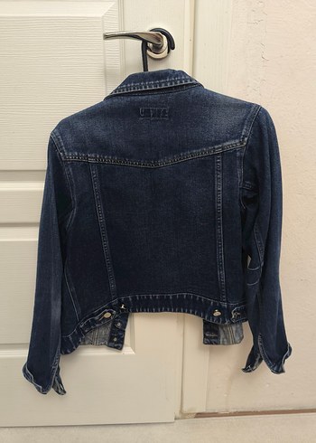 Düğmeli Lacivert Kadın Kot Ceket - Görsel 3