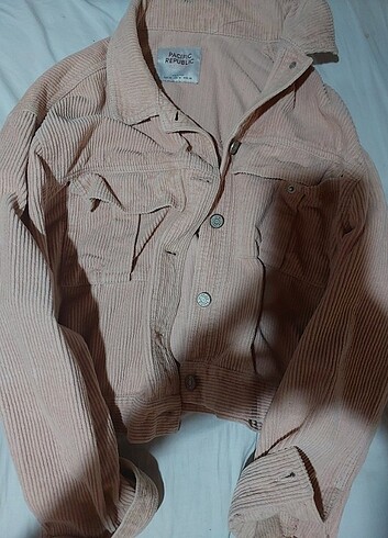 Pull & Bear fitilli kadife ceket toz pembe