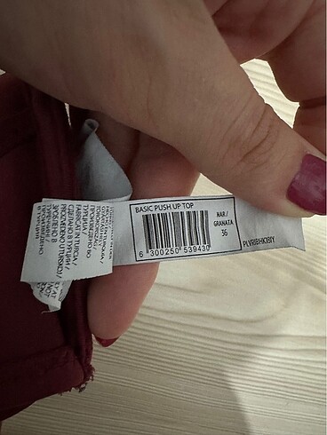 36 Beden bordo Renk Destekli Bikini Üstü