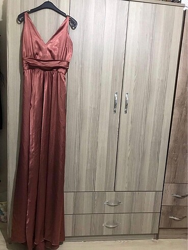 Özel dikim bakır gece elbisesi - Görsel 5