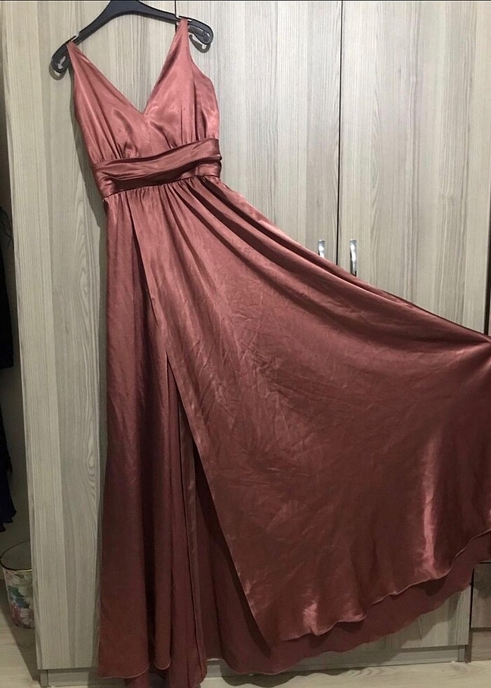 Özel dikim bakır gece elbisesi - Görsel 3