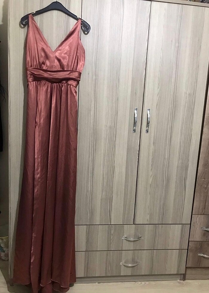 Özel dikim bakır gece elbisesi - Görsel 5