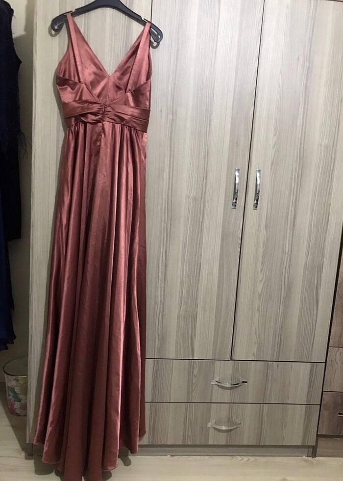 Özel dikim bakır gece elbisesi - Görsel 4