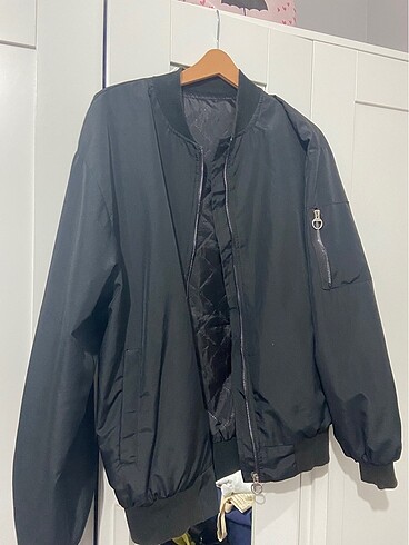 Siyah oversize bomber ceket